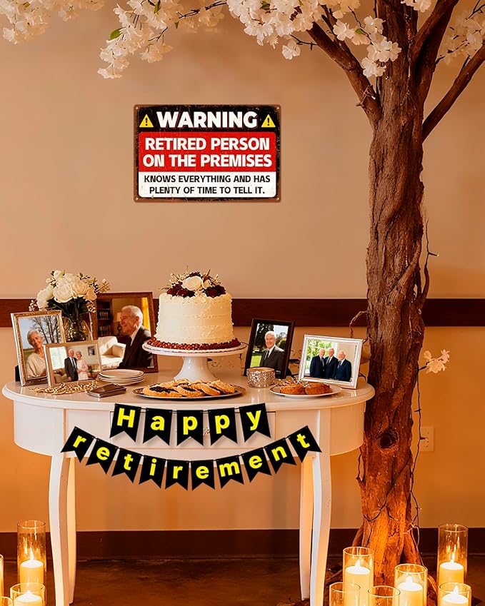 ALKB Funny Retirement Gift for Men & Women - 12x8 Inch Happy Retirement Party Wall Decor