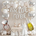 Silver Decorations pearl White balloons Bridal Veil BRIDE TO BE Balloons Sash with Diamond Ring Heart Champagne Balloons Bridal Veil for Bachelorette Party Decor Bride To Be Bridal Shower