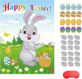 PLULON Easter Pin Game for Kids Pin The Tail on The Bunny Pin Easter Egg on Rabbit Stickers Large Poster Backdrop for Easter Decorations Family Classroom Activities Easter Egg Hunt Party Supplies