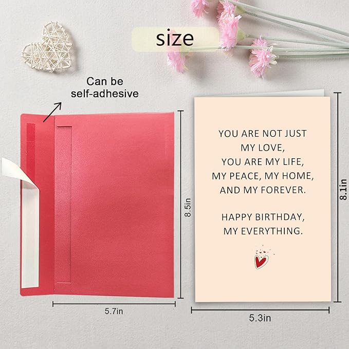 Romantic Birthday Card for Husband Wife, Happy Birthday Card for Boyfriend Girlfriend, Sweet Bday Gift for Woman Man