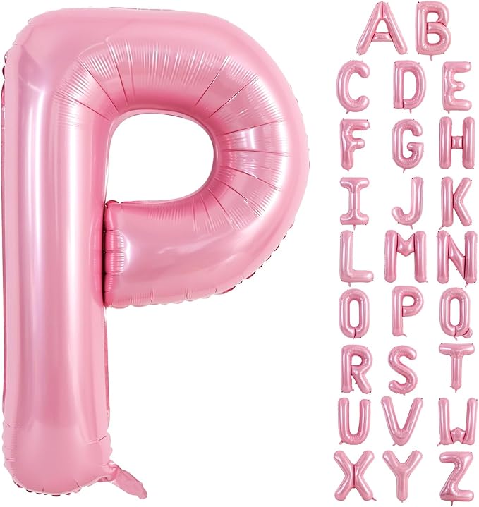 TONIFUL 40 Inch Large Pink Letter P Balloons Giant Foil Mylar Alphabet Balloon for Birthday Party Anniversary Baby Shower Wedding Supplies Decorations