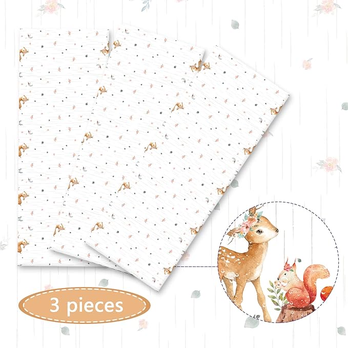 3 Pieces Woodland Tablecloths Baby Shower Decorations for Girl Floral Woodland Creatures Plastic Table Covers Forest Wild Creatures Animal Friends Table Decoration for Birthday Party Supplies