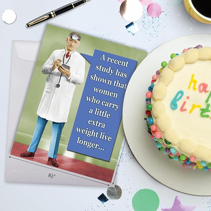 NobleWorks Big Funny Birthday Paper Card 8.5 x 11 Inch with Envelope (1 Pack) Large Bday A Recent Study J1395
