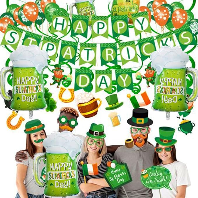 St. Patrick's Day Balloons Beer Mug Balloons Beer Glass Foil Balloon for St. Patrick's Day Party Decorations Beer Mug Themed Party Decorations Decor Supplies 3pcs