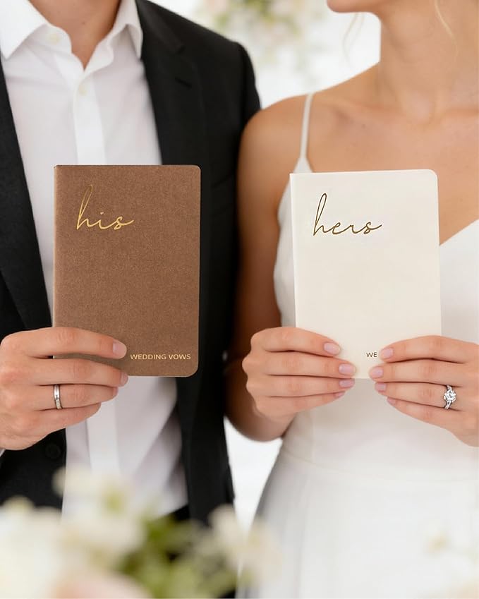 WeddingGiftsWedding Vow Books His and Hers, Wedding Vow Books with Soft Touch Gold Foil Engraving, Wedding Essentials, Wedding Accessories