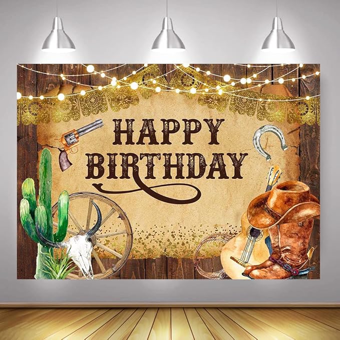 Mocsicka Western Backdrop Western Party Decorations Wild West Rodeo Cowboy Background Brown for Boys Birthday Party Supplies Banner for Photography (10x8ft(120x96 inch))