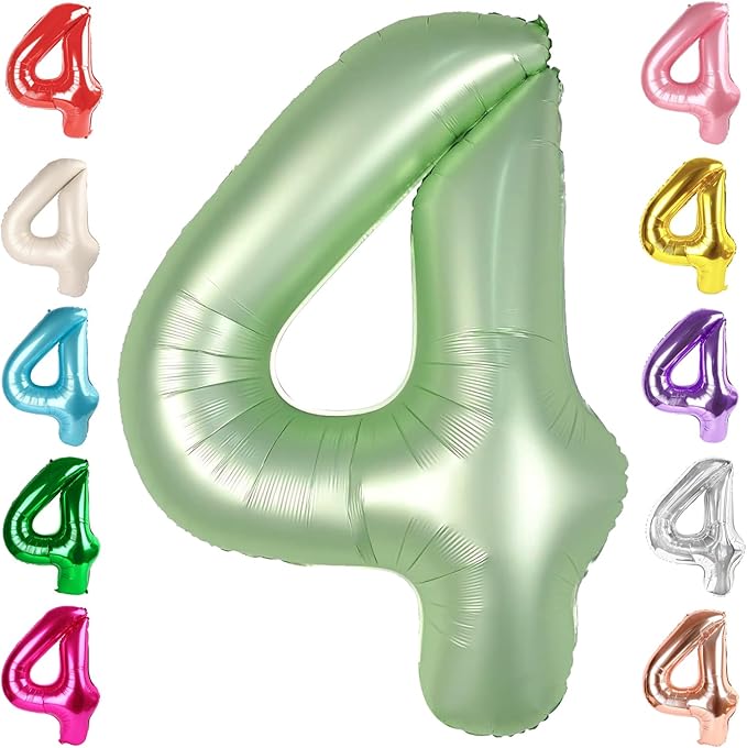 40 Inch Large Numbers Balloon, 4 Olive Green Ballon for 4th 14 40 44 Birthday Party, Balloon 4 Number for Graduations Wedding Supplies