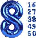 40 Inch Number 8 Balloon Jumbo Dark Blue Digit Foil Balloon for 18 28 38 80 Graduation Anniversary Party Supplies 88th Birthday Photo Booth Backdrop for Boys Girls