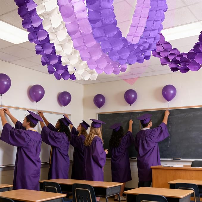 Purple Birthday Party-Decorations for Women - Purple White Lavender Party Decor Garland Paper Banner Streamers Baby Bridal Shower Graduation Wedding Engagement Bachelorette 4-Leaf Clover Garsellen