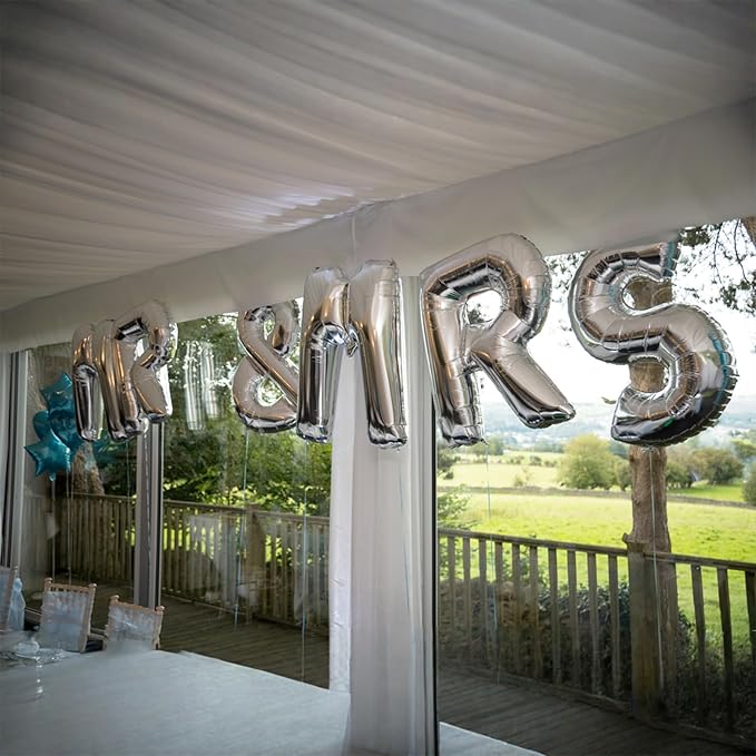 53 Pcs Silver Foil Letter Balloons with “&” Symbol, 16 Inch 2 A-Z Sets - Mylar Alphabet Balloons for Custom Banner & Party Decorations