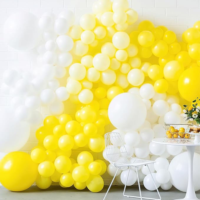 PartyWoo Yellow Balloons 140pcs Different Sizes of 18 12 10 5 Inch Matte Yellow Latex Balloon Arch Kit Garland for Easter Bee Baby Shower Sunflower Birthday Graduation Party Decorations Yellow-Y55