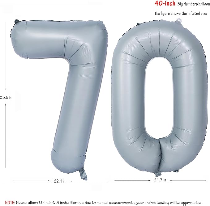 40 In Matte gray Number Balloons Helium Foil Mylar Balloon Birthday Party banquet Decoration 70