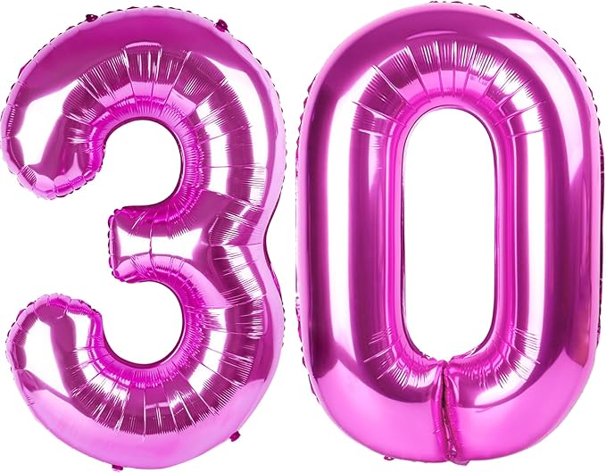 40 Inch Large 30 Balloon Numbers Rose Purple Big Foil Number Balloons Giant Helium Happy Birthday Party Decorations for Man and Women, Huge Mylar Anniversary Party Supplies