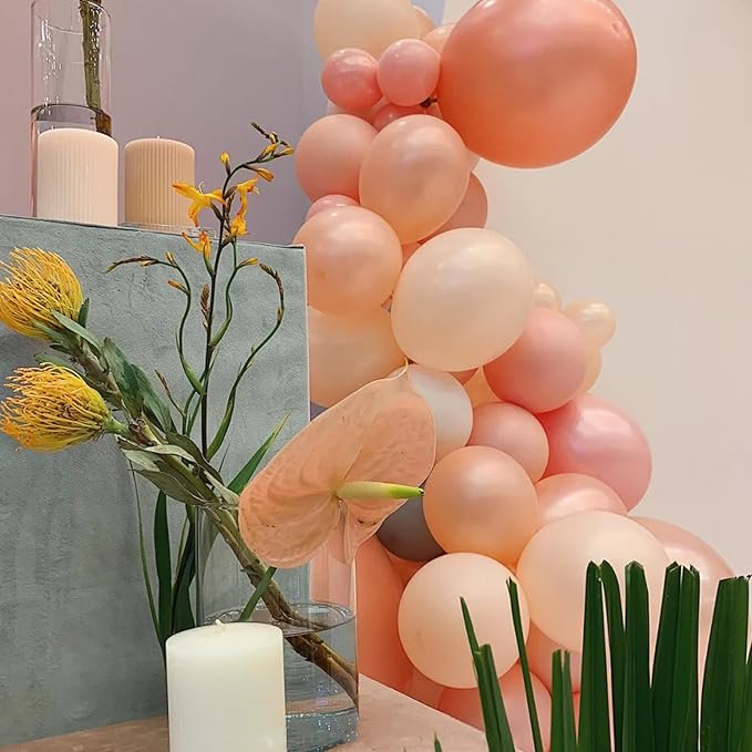 105pcs Coral Red Balloons 12inch Party Latex Balloons for Boys Girls Birthday Baby Shower Gender Reveal Wedding Sunflower Party Decorations
