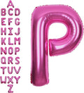 SUWEN 40 Inch Hot Pink Large P Letter Balloons Big Foil Helium Letter Balloons A-Z Jumbo Mylar Happy Birthday Party Decorations for Woman Anniversary Party Supplies