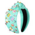 Easter Headband Spring Accessories for Women Easter Egg Bunny Knotted Headband Colorful Crystal Top Knot Headbands Spring Hair Accessories Gifts (EASTER-Blue)