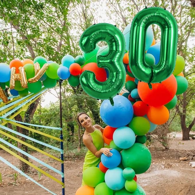 TONIFUL 40 Inch Dark Green Large Numbers Balloon 0-9,Foil Mylar Big Number Balloon Digital 0 for Birthday Party,Wedding, Bridal Shower Engagement Photo Shoot, Anniversary