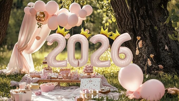 AULE 40 Inch Big Pink 7 Balloon Number with Crown Large Foil Helium Number Balloons 0-9 Jumbo Giant Happy 7th Birthday Party Decorations Huge Mylar Anniversary Party Supplies