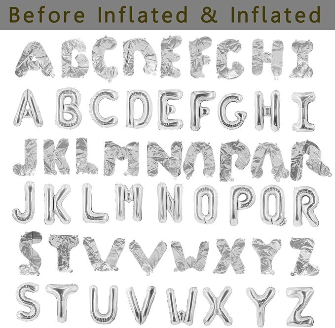 78 Pcs Sliver Letter Balloons A to Z Custom DIY Phrase Banner for Shower Wedding Birthday Party Supplies Personalized Decor Foil Alphabet Balloons 16Inch(Letter A-Z 3 Set)