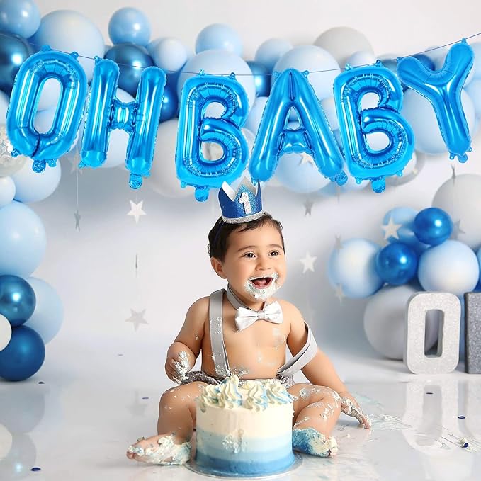 52 Pcs Blue Letter Balloons,16 Inch Foil Alphabet Letter Balloons,Letter A-Z Balloon Banner Custom Phrase Balloon for Birthday Party Wedding Anniversary Decoration (Blue 52pcs)