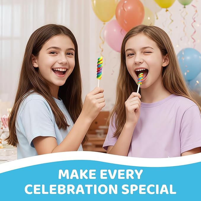 Twisty Lollipop, Rainbow Twist Lollipops Individually Wrapped Bulk, Kid's Lollipops Candy for Birthday, 12g Mixed Fruit Flavor 30 Pack