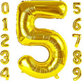 Balloon Numbers 40 Inch 5 Ballon for 5th Birthday Decorations, 15 25 35 50 Big Gold Number Balloons for Wedding Graduation Party Decor