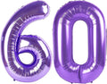 Purple Jumbo Number 60 Balloon 40 Inch, Women Men 60 Birthday Supplies, Foil Helium 60 Birthday Giant Balloon, Mylar Purple Number Balloons Anniversary Decorations