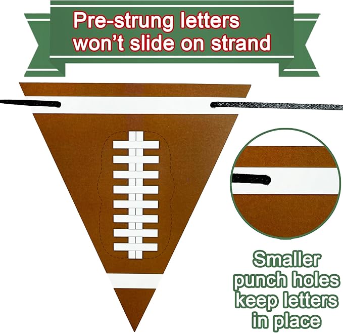 Touchdown Football Party Banner, Pre-Strung Fantasy Football Theme Birthday Party Decorations
