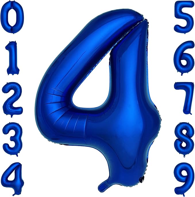 Navy Blue Number 4 Balloons 40 Inch Large Dark Blue Helium Foil Balloons for Birthday Party 2024 Graduation Decorations Anniversary Celebrations (Number 4)