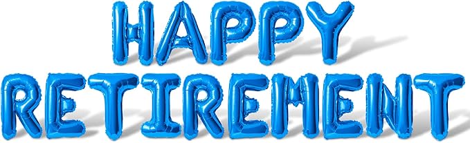 Letter Balloons - HAPPY RETIREMENT 16" Inch Alphabet Letters Foil Mylar Balloon Retirement Party Balloon Banner (Blue)