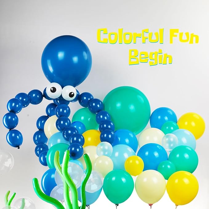 Sponge Cartoon balloons yellow and blue balloon garland arch kit 160+pcs with DIY Octopus balloon for Birthday baby shower Party decorations