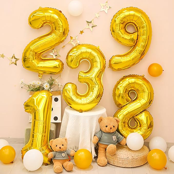 40 Inch Gold Number Balloons, Helium Mylar Foil Number Balloons for Birthday, Number 9 Balloon for 9st Birthday Decorations for Kids, Anniversary Party Decorations Supplies