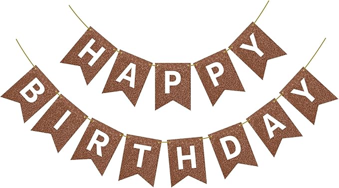 Hooqict Happy Birthday Banner Brown Birthday Party Decorations Backdrop for Kids Adults Celebrations Brown Chocolate Party Banner Sign Wall Porch Door Hanging Garland
