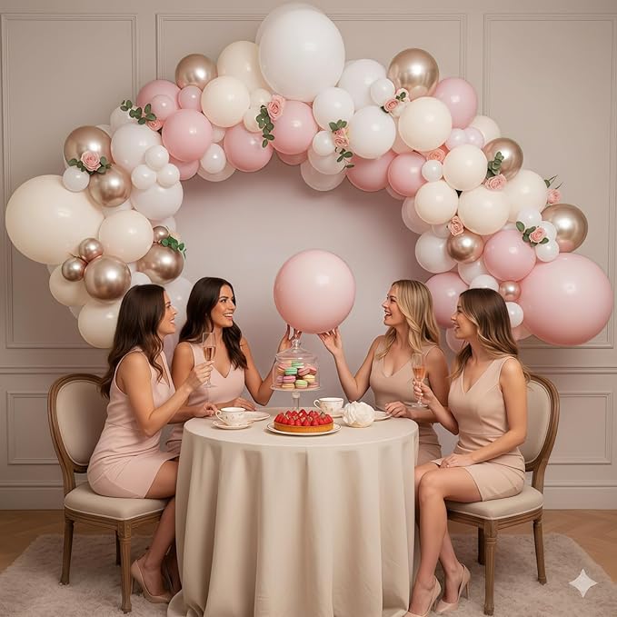 Nude Dusty Pink Balloons Set, 60Pcs 12 Inch Retro Blush Pink Apricot Helium Balloon Beige Sand White Champagne Gold Latex Neutral Balloons for Birthday Wedding Baby Bridal Shower Party Decorations