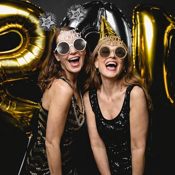 2026 New Years Eve Party Supplies for Guests Happy New Year Headbands Hats Noise Makers Glasses Necklace