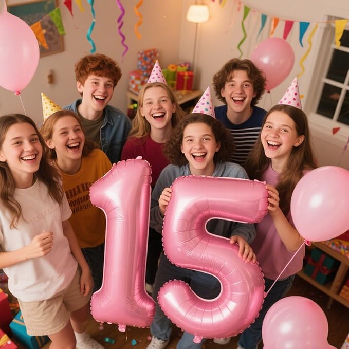 Pink Number 5 Balloon 40 Inch,Jumbo Giant Mylar Pink Number 5,Big Large Foil Helium Number Balloons, Digital 5 Helium Balloons for Girls 15 25 Birthday Graduation Princess Party Decoration