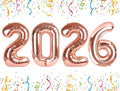 Number 2026 Balloons, 40 Inch Number Balloons, Rose Gold New Years Decorations, 2026 Balloon for Graduation Happy New Year and 2 6 20 26 Birthday Parties