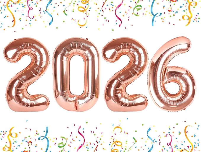 Number 2026 Balloons, 40 Inch Number Balloons, Rose Gold New Years Decorations, 2026 Balloon for Graduation Happy New Year and 2 6 20 26 Birthday Parties
