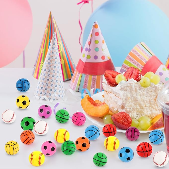 Hxezoc 24 Pcs Sports Bouncy Balls for Kids, 32mm Multicolor Rubber Bounce Balls Bulk for Party Favors, Goodie Bag Fillers, Easter Gift Bag Stuffers, Basket Stuffers, Classroom Prizes