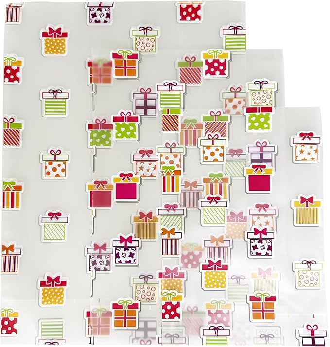 FERENLI 50 Pack Matte Cellophane Treat Bags with Twist Ties Plastic Goodie Bags for Gift Wrapping Birthday Party Favor Candy Cookie Food Storage Packaging (7.9x11 inch (20x28 cm))