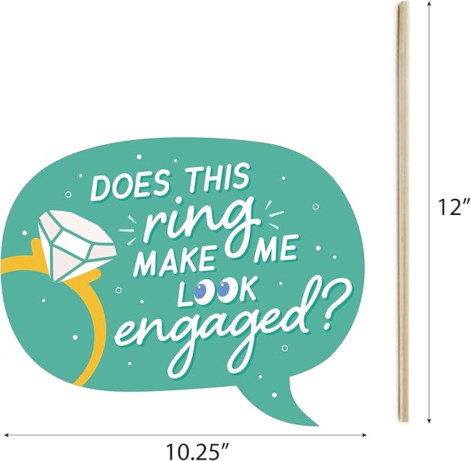 Big Dot of Happiness Engagement Photo Booth Props Kit - 20-Piece Props Set, Premium Party Photography Accessories, Celebration Decorations, DIY Assembly with Sticks and Adhesives - Colorful