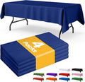 Navy Blue Plastic Table Cloth - 4 Pack 54" × 108" Rectangle Disposable Tablecloths for 6FT Tables, Table Cover for Party, Holiday & Gathering Use