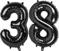 40 Inch Black Number 38 Digital Balloon,Jumbo Mylar Foil Helium Balloon for 38 Balloons for Birthday Party,Wedding Anniversary Party Decorations