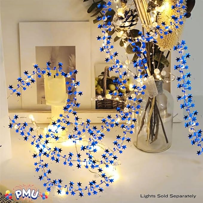 PMU 75 Ft Star Wire Shiny Garland Royal Blue - Halloween, Christmas Party, Wedding, Birthday, Festive Home Decoration Ornament Royal Blue (3pc-25Ft Each)