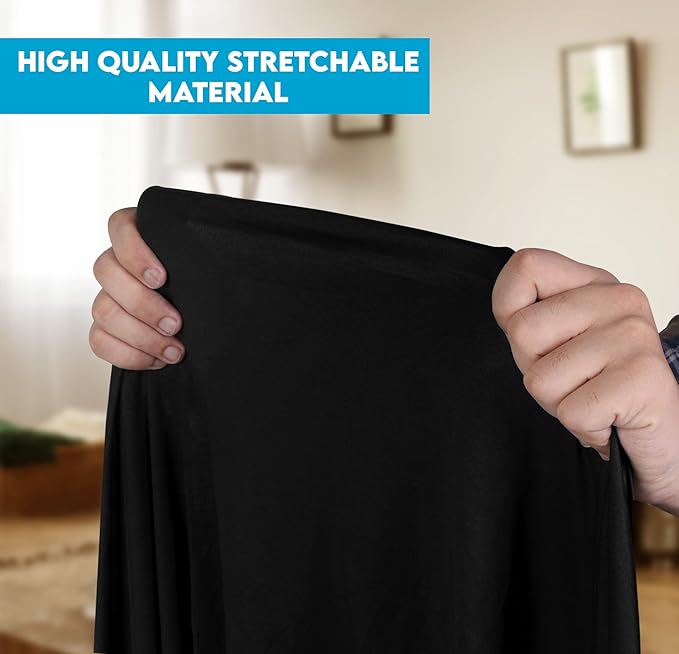 Utopia Kitchen Spandex Tablecloth 1 Pack [8FT, Black] Tight, Fitted, Washable and Wrinkle Resistant Stretch Rectangular Patio Table Cover for Event, Wedding, Banquet & Parties [96Lx30Wx30H Inch]