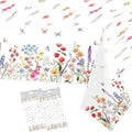 2 Pcs Wildflower Tablecloth Spring Summer Floral Table Cover for Butterfly Wildflowers Theme Picnic Dining Holiday Weeding Baby Shower Birthday Tea Party Table Supplies Decorations