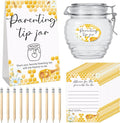 Roowest Baby Shower to Baby Advice Cards for New Parents to Be - Tip Jar Sign for New Parents 60 Parenting Advice Cards 10 HB Pencils 2 Cute Stickers 1 Pet Bottle for Guests Games(Honey)