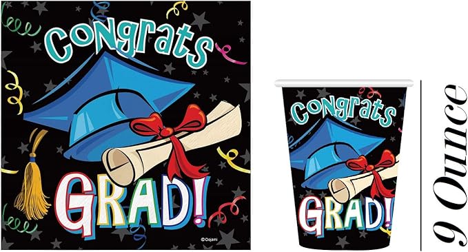Ultimate 2026 Graduation Party Supplies Set for 30 Guests Includes Dinner & Dessert Plates Cups Napkins Table Covers Photo Props Banners Gift Card Box & Backdrop Congrats Grad Theme