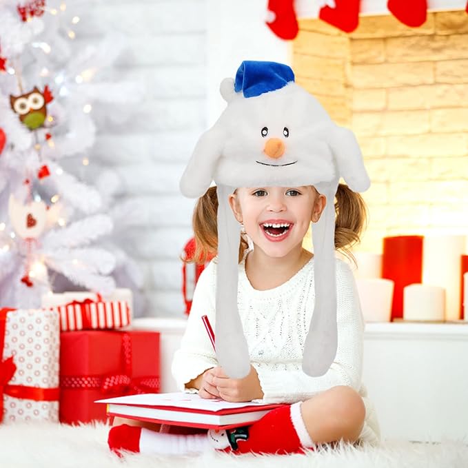 Animal Hat with Ears Moving Jumping Pop Up Beating Hat Plush Holiday Cosplay Dress Up Funny Gift for Kids