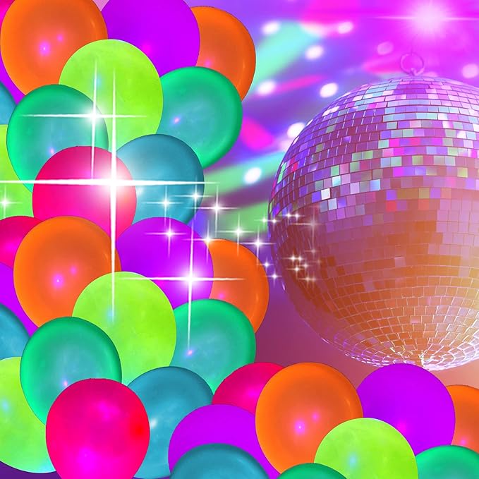 300 Pcs UV Neon Balloons, Neon Glow Party Balloons UV Black Light Balloon Glow in the Dark for Birthday Decorations Wedding Glow Party Supplies Blacklight Reactive Fluorescent Balloons